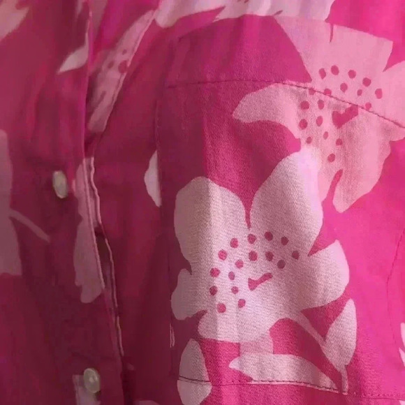 Floral Pink Cotton Button Down Shirt - Picture 5 of 7